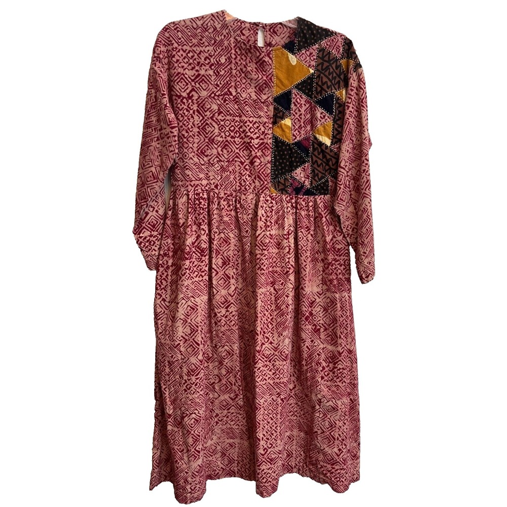 Marketplace India Patchwork Midi Dress Size S Dignity Not Charity Geometric
